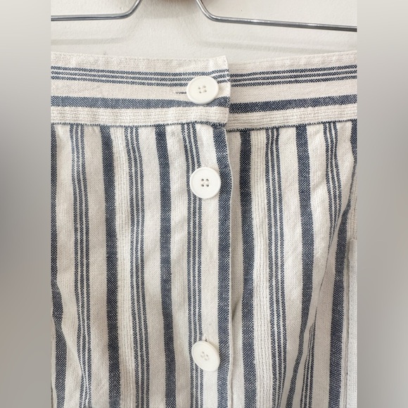 Linen Skirt “Oak + Fort” Button front - Blue/White Stripe Linen- Size Small - Picture 4 of 8